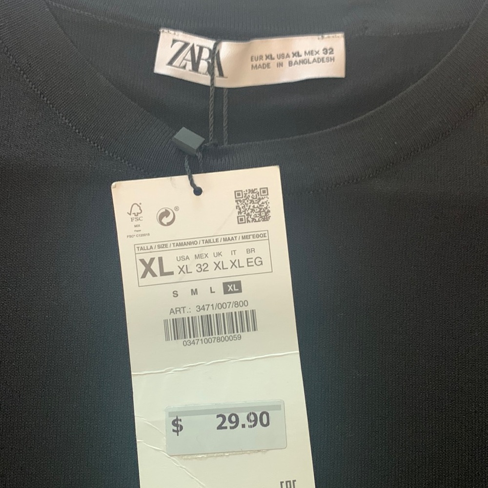 Zara black shirt. 80% viscose 20% nylon new with tag. Runs small